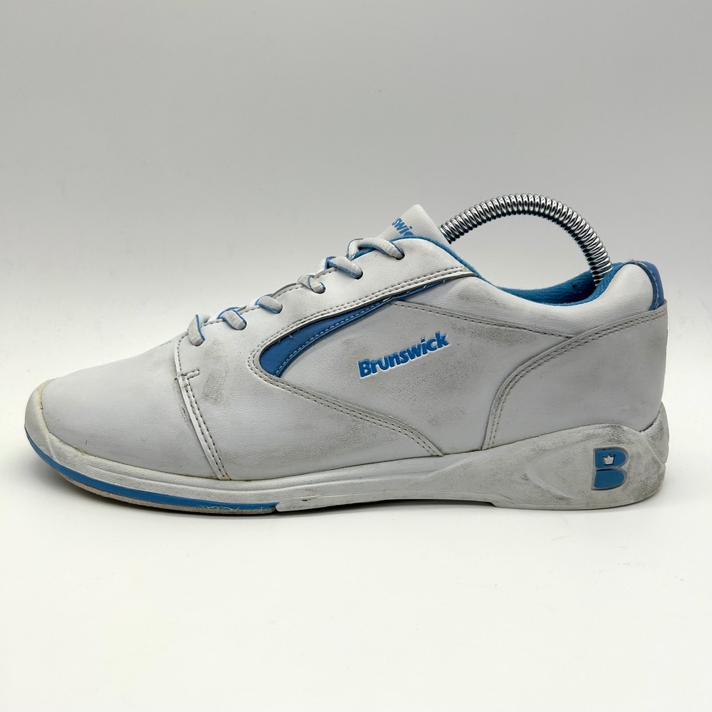VTG Brunswick Jupiter Bowling Shoes Mens 9 White Blue K4467-8 Athletic Sport